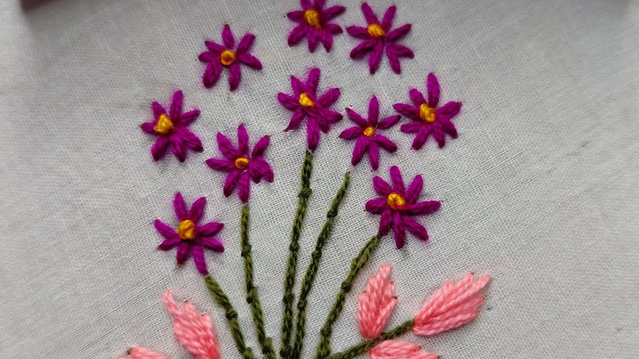 Amazing haand embroidery degin stitches for beginners...🍁🍁🍁