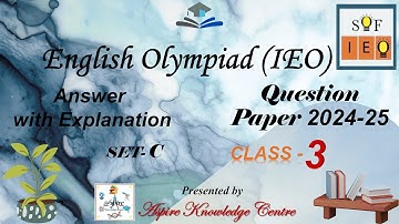 English Olympiad Class 3 question paper 2024 Set-C | IEO Class 3 English Olympiad 2024 #v16