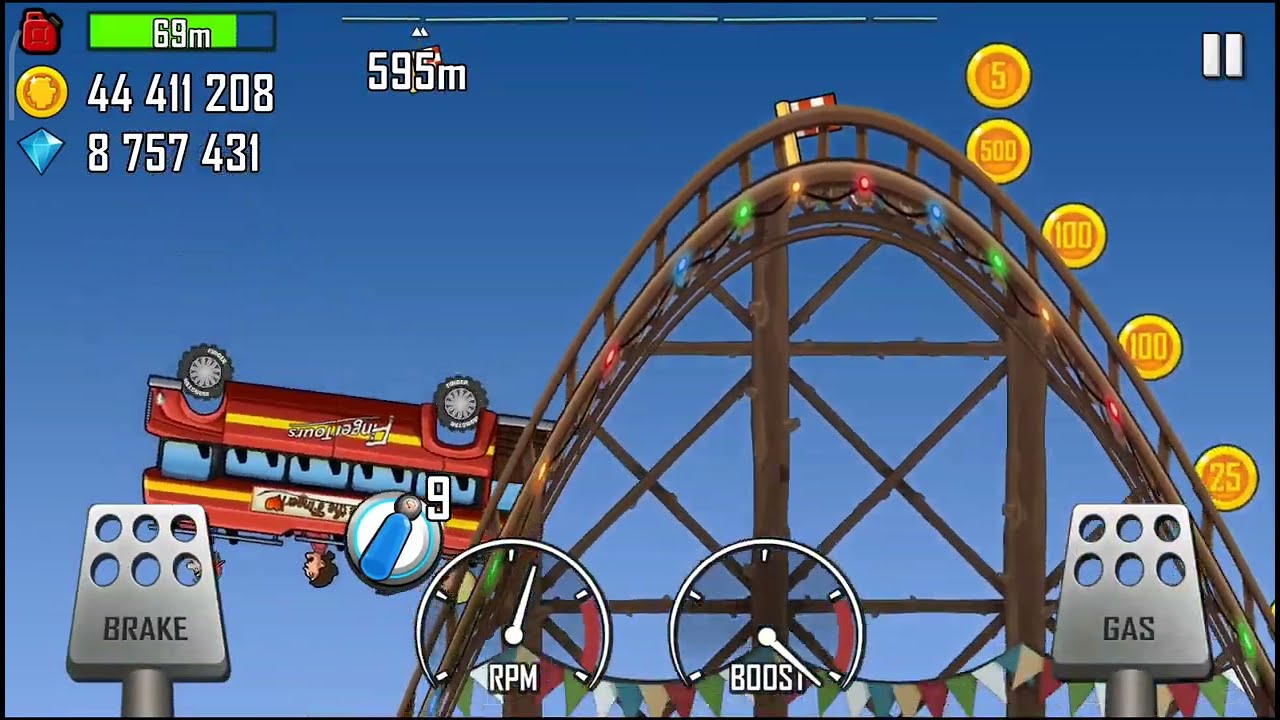 Hill Climb Racing in Roller Coaster  Season With Tourist Bus  Android Gameplay