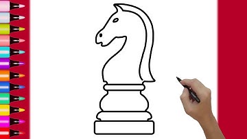 How to draw a knight chess piece ♘How to draw a chess horse piece