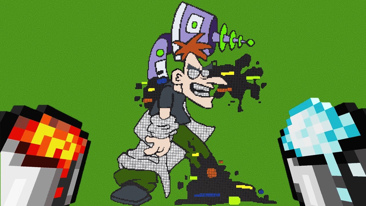 How to Draw in Minecraft? | Pixel Art | FNF Dr. Doofenshmirtz | Pibbi ...