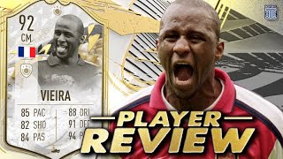 92 PRIME ICON MOMENTS VIEIRA PLAYER REVIEW - SBC PLAYER - FIFA 22 ULTIMATE TEAM