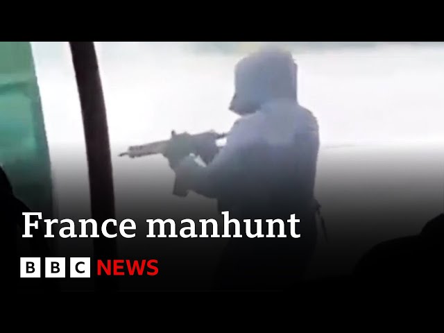 France manhunt: cameras record brutal ambush as “drug boss” freed and guards shot dead | BBC News class=