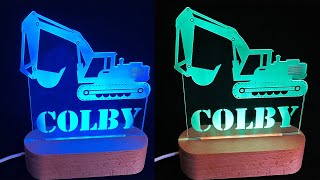 Custom Excavator Night Light - 7 colours, dimmable.