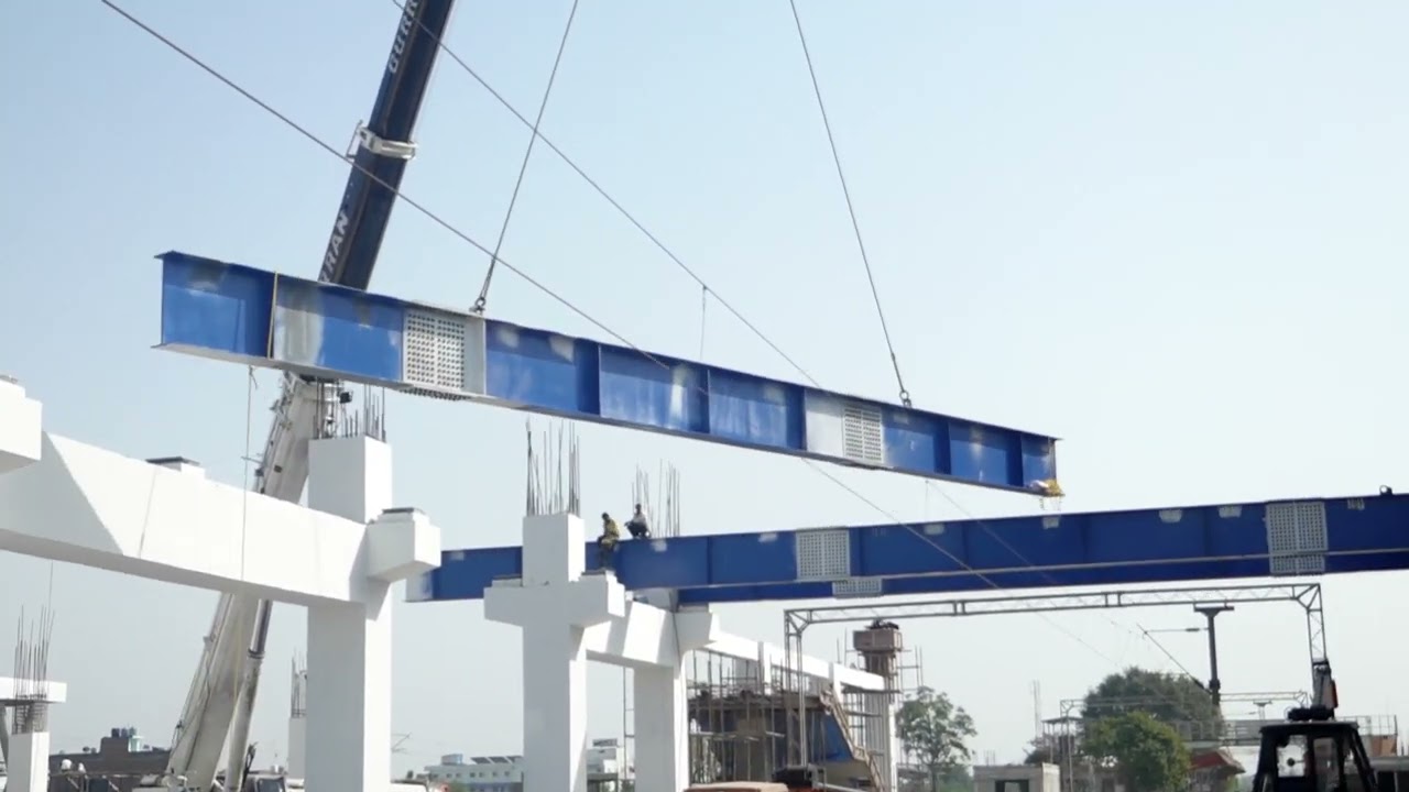 Girder launching at Dakaniya talav railway station project Kota