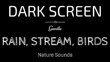 BLACK SCREEN RAIN Sounds for Sleeping | STREAM and BIRDS | Dark Screen Nature Sounds