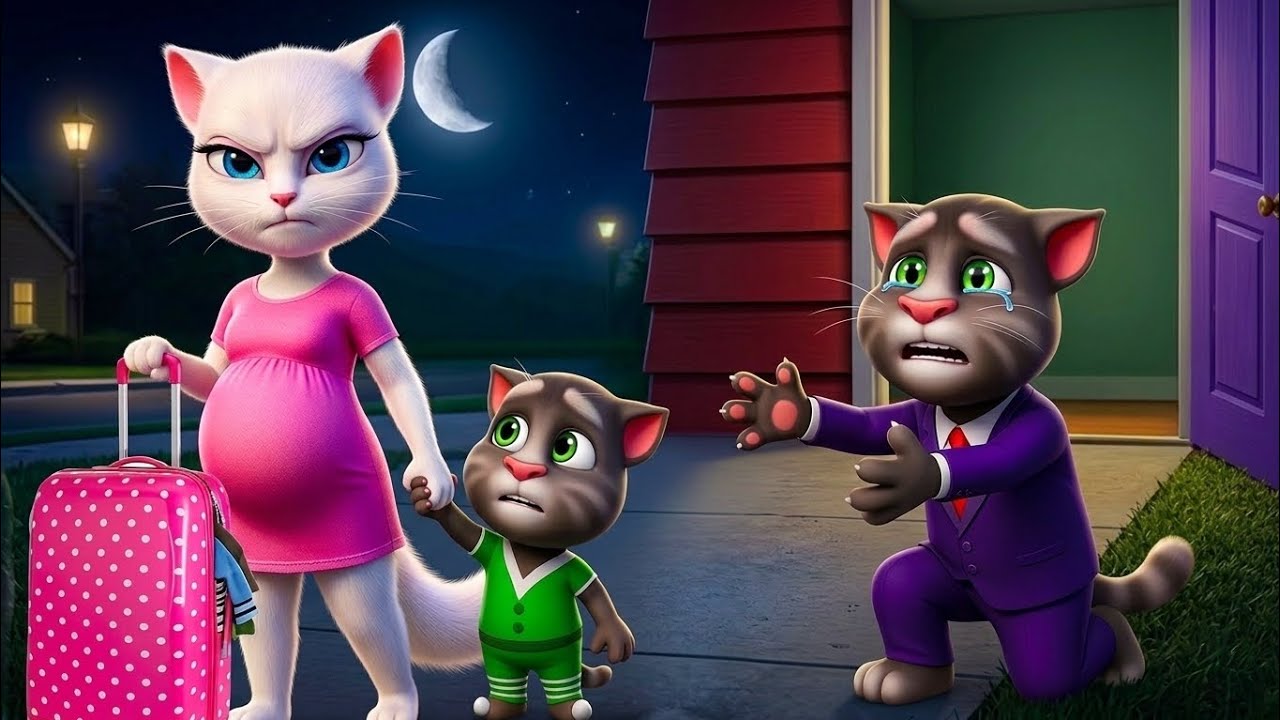 Angry pregnant Angela, fed up with tired Tom, leaves home with her baby for her father's house. 😠