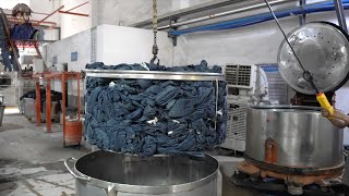 The process of producing jeans in large quantities. The world's largest jeans production base