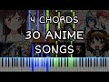 Beautiful Piano Anime Song Compilation with only 4 chords!!