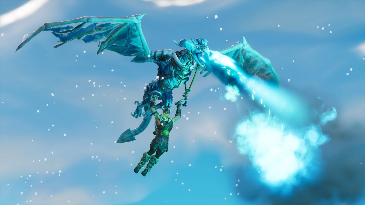 Fortnite new glider gameplay.FROSTWING DRAGON GLIDER YouTube