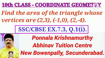 COORDINATE GEOMETRY|Find the area of the triangle whose vertices are (2,3),(-1,0),(2,-4)|PKM ATC|