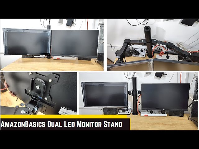 Basics Single Computer Monitor Stand Height Adjustable Desk Arm  Mount, Steel, Black