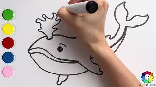 HOW TO DRAW A SIMPLE WHALE FOR KIDS, STEP BY STEP