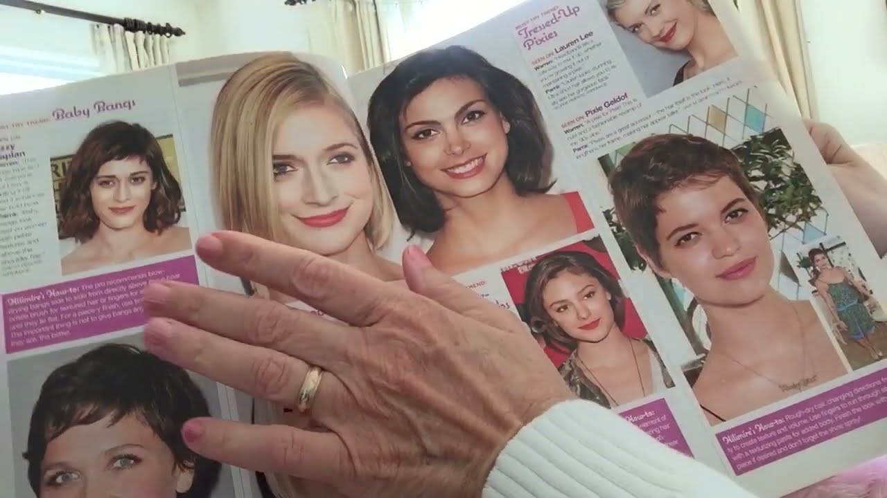 ASMR roleplay; flipping through hairstyle magazine with salon client.