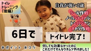 【トイトレ成功】6日でオムツ卒業。何してもダメだった2歳娘の1番近道だったトイトレの成功方法。トイトレに絶対欠かせないものはこれでした【6日でオムツ卒業。後編】戦略編。トイトレグッズ、ポイントやコツ