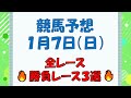 【競馬予想】１月７日（日）全レース予想／厳選３レース(平場予想・重賞予想)