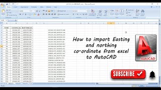 How to import Easting and Northing Co-ordinates from Excel to AutoCAD