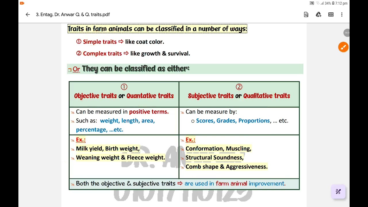 شرح انتاج حيواني  Dr. Anwar 😎 Quantative & Qualitative traits 🐄🐃