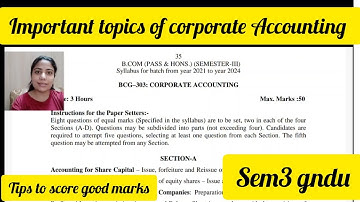 Important topics of corporate accounting sem3 #gnduquestionpaper #tipsandtricks #gnduexam