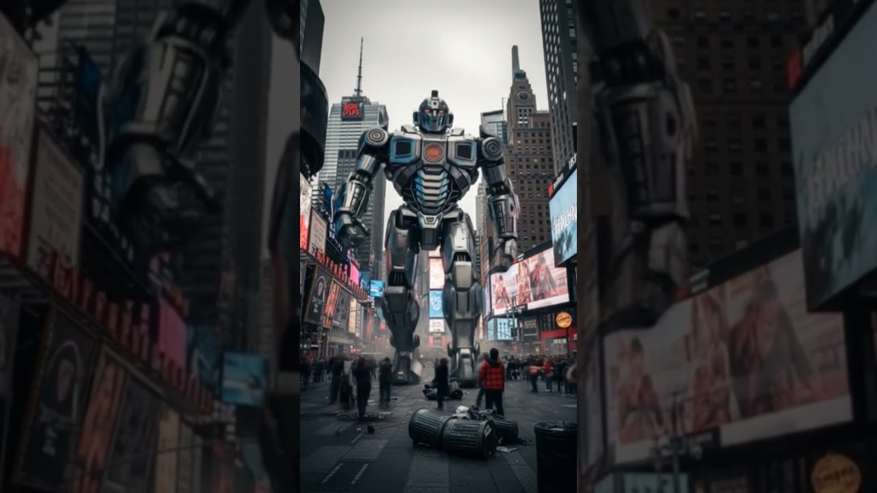 Giant robot in city 
