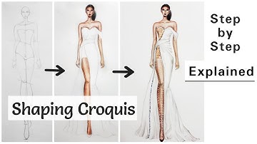 Fashion Croquis drawing Step by Step | Runway Pose | Fashion Illustration