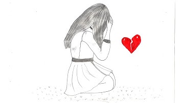 Easy Way To Draw Heart Broken Sad Girl Pencil Sketch For Beginner | Unhappy Girl Drawing