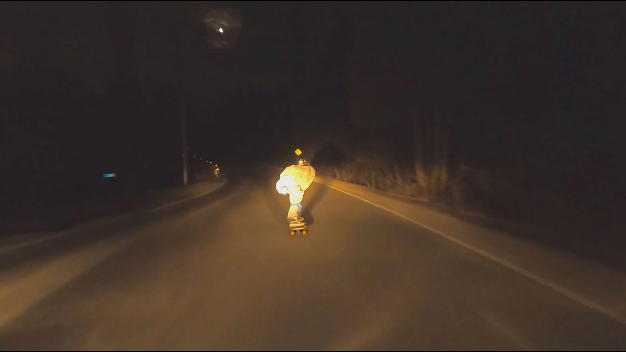 "Skunk" - Downhill longboarding under the moonlight - three guys one spot 