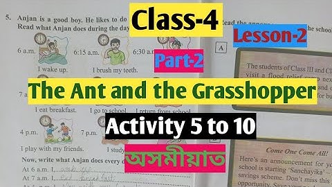 The Ant and the Grasshopper||Class-4||Lesson-2||Activity 5 to 10||অসমীয়াত||
