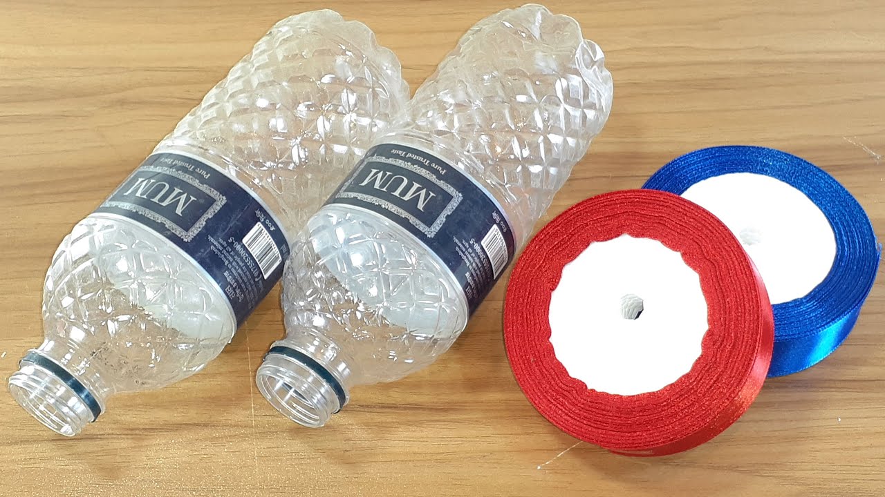 BEST CRAFTING WITH COLOR RIBBON & PLASTIC BOTTLE AMAZING WALL HANGING