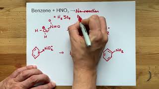 Benzene + HNO3 = ??? (No reaction)