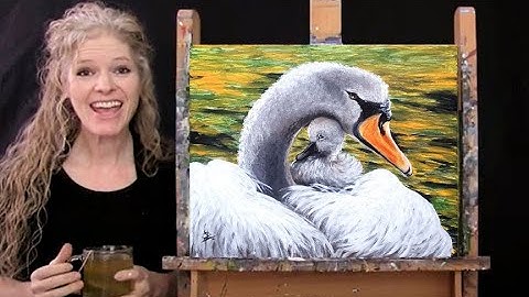 Learn How to Paint MOM AND BABY SWAN with Acrylic - Paint and Sip at Home - Step by Step Tutorial