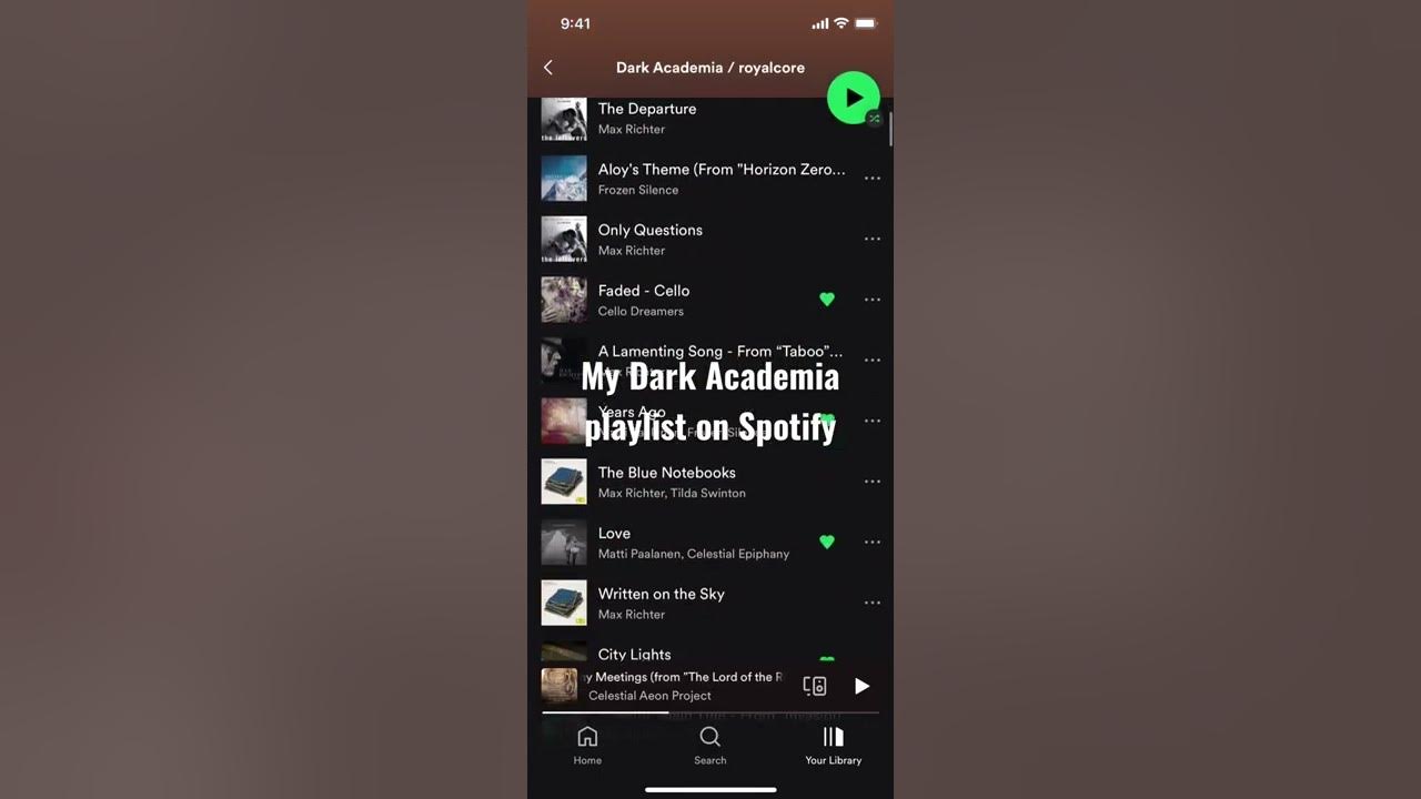 Dark Academia playlist on Spotify