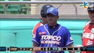 20140803-1 爆米花 威達vs崇越 1上 劉展嘉敲出中間方向威達首安