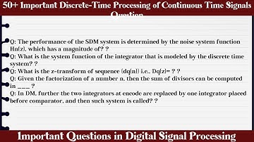 MCQ Questions Discrete-Time Processing of Continuous Time Signals with Answers