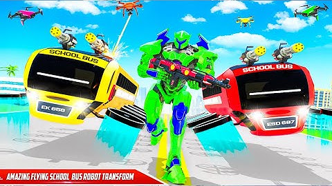 School Bus Robot Car Game