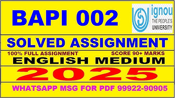 BAPI 002 solved assignment 2025 || BAPI 002 solved assignment 2025 in English || ignou BAPI002 2025