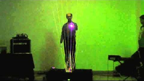 Our Free ILDA color Laser Harp controller hand height sensing demo at Troyes 2