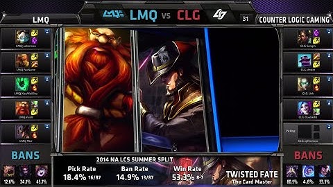 LMQ vs Counter Logic Gaming | S4 NA LCS Summer split 2014 Week 9 Day 2 | LMQ vs CLG W9D2 G3