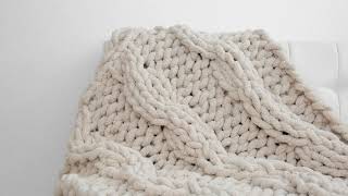 HOW TO HAND KNIT A CABLE CHUNKY CHENILLE BLANKET