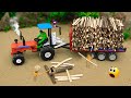 cutting Firewood with a Homemade diy mini tractor stopmotion short movie @sanocreator