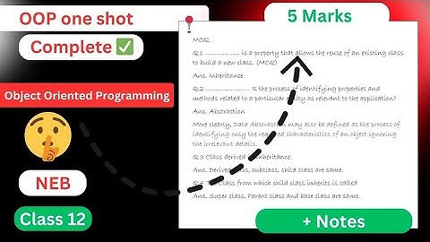 Class 12 object-oriented programming - OOP || One shot for 5 marks || Neb Computer Science