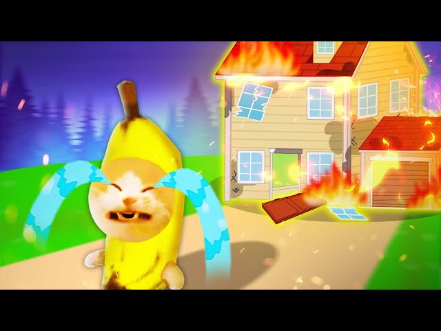 Hot Trouble: Banana Cat and the Accidental House Fire! 🐱 Baby Banana Cat Compilation | Cat MEME 😿 class=