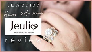 Jeulia Flower Halo Round Cut Sterling Silver Ring Set Review + Wear Test | JEWB0187