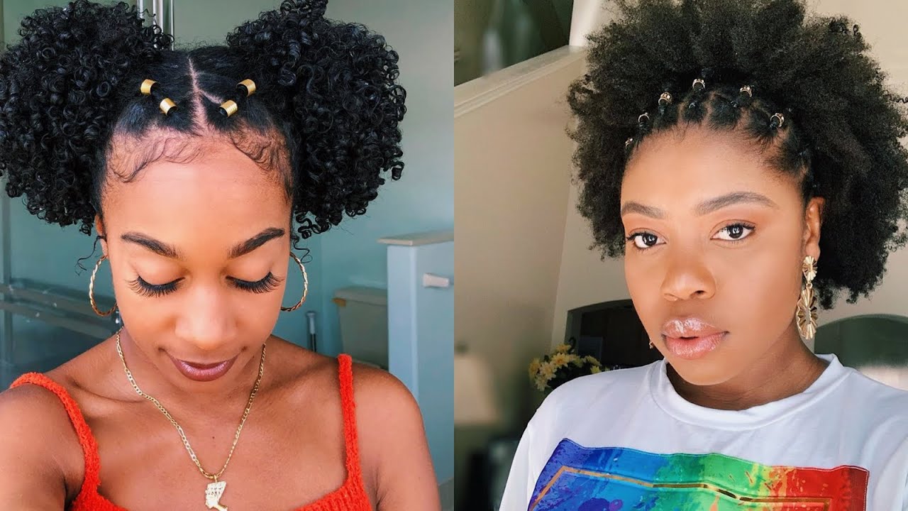 Rubber Band Hairstyle for Medium Natural Hair