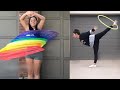 Talented woman performs amazing hula hoop tricks