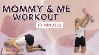 MOMMY & BABY WORKOUT | 10 Min Fun Post Pregnancy Fitness With baby! 💕 | fitnessa ◡̈ screenshot 4