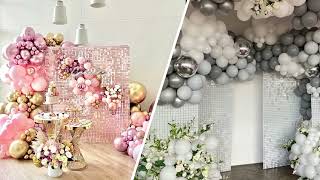 Light Gold & Pink Silver Shimmer Wall Installation Balloon Deco