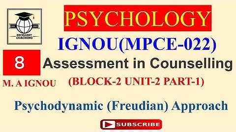IGNOU MPCE022|M.A|Assessment in Counselling|Psychodynamic (Freudian) Approach|Block 2|Unit 2|Part 1