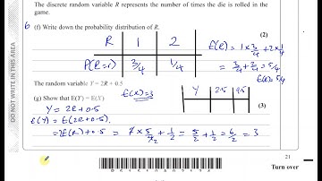 EDEXCEL S1 IAL OCT 2017 Q6f h Discrete Random Variable
