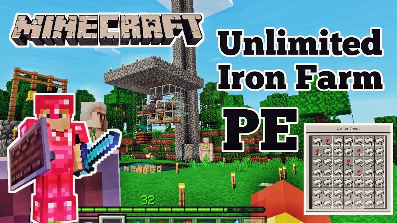 How to Build Unlimited Iron Farm in 1.19 PE Minecraft survival series